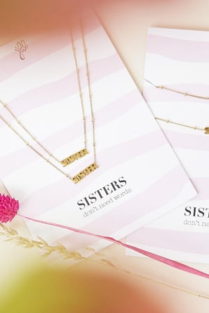 Necklace Sisters Don't Need Words Silver Color Stainless Steel h5 Picture2